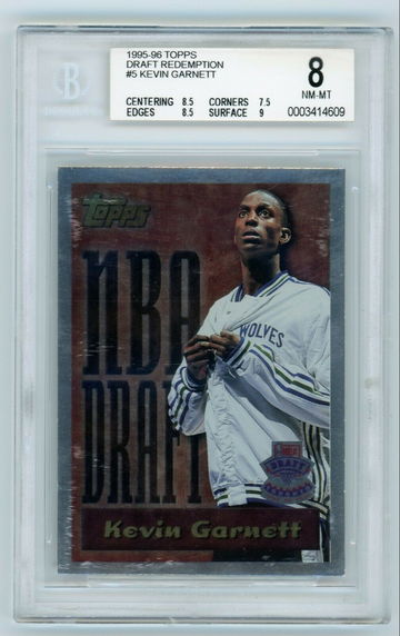KEVIN GARNETT 1995-96 Topps Draft Redemption Rc #5 BGS 8