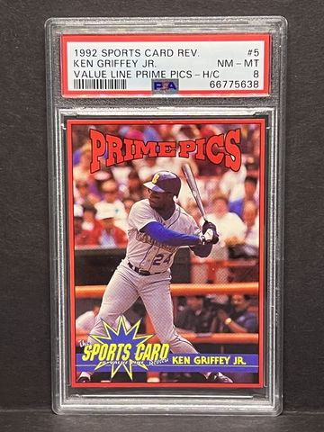 Ken Griffey Jr. 1992 Sports Card Review Prime Pics #5 PSA 8 POP 1. NONE HIGHER!