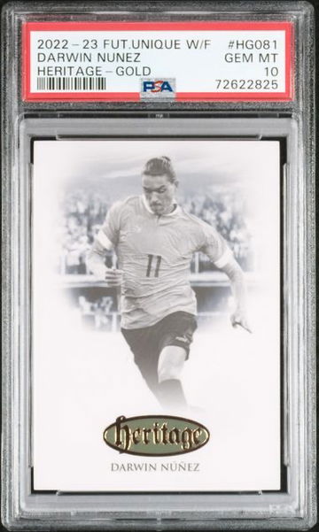 2022-23 Futera Unique World Football Darwin Nunez Heritage Gold /35 #HG081 PSA 10 