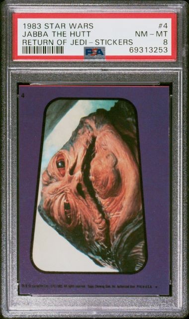1983 TOPPS STAR WARS RETURN OF THE JEDI STICKER JABBA THE HUTT #4 PSA 8