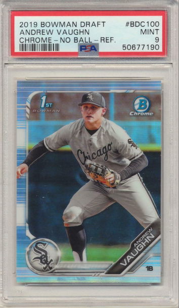 PSA 9 MINT! ANDREW VAUGHN 2019 BOWMAN DRAFT CHROME REFRACTOR ROOKIE CARD #BDC100