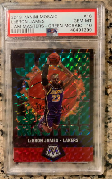 2019 Panini Mosaic Lebron James Green Jam Masters PSA 10