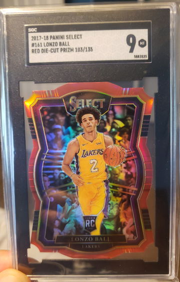 Lonzo Ball 2017 Select #161 Red Die Cut /135 SGC 9