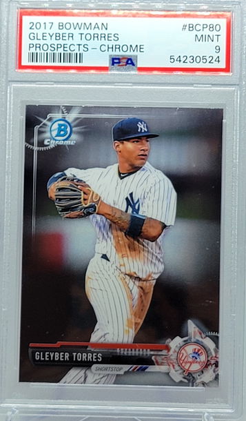 2017 BOWMAN #BCP80 GLEYBER TORRES PROSPECTS-CHROME PSA 9