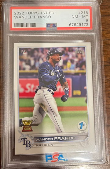 WANDER FRANCO 2022 TOPPS ROOKIE RC #215 PSA 8 MINT Tampa Bay Rays. 