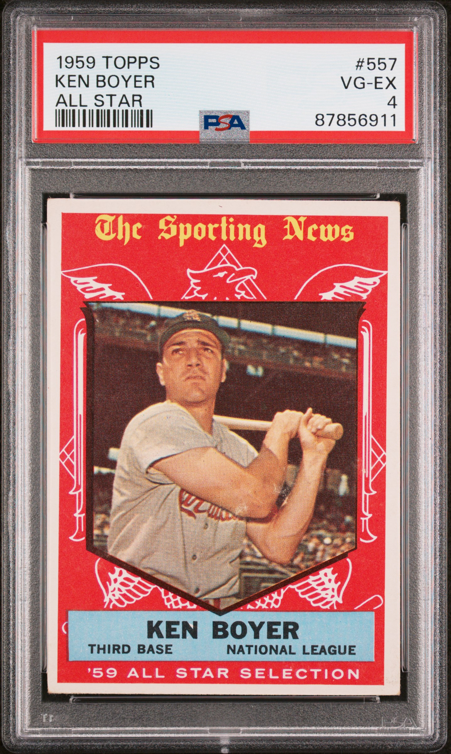 1959 Topps Baseball All Star Ken Boyer #557 PSA 4