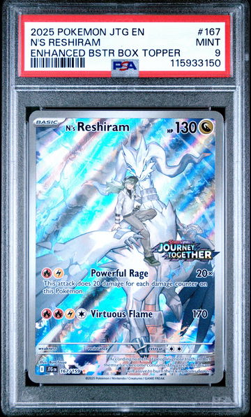 2025 Pokemon Scarlet and Violet Journey Together Enhanced Booster Box Topper N's Reshiram #167 PSA 9