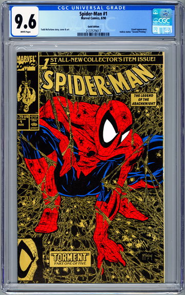 SPIDER-MAN #1 CGC 9.6 PREMIERE GOLD VARIANT MCFARLANE STORY CVR & ART 2ND PTG 1990