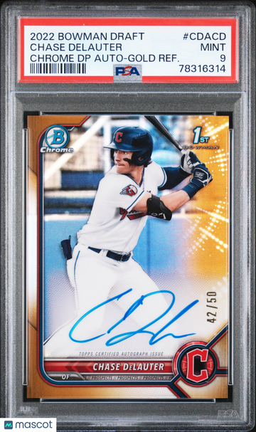 2022 Bowman Draft Chrome Draft Pick Autographs Chase Delauter #CDACD PSA 9