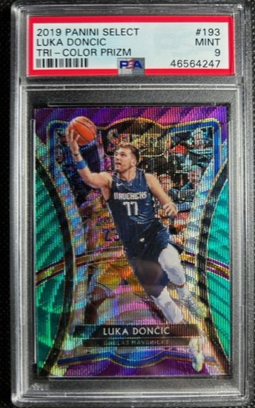 2019 Panini Select 193 Premier Level Luka Doncic Tri-Color Prizm PSA 9 MINT