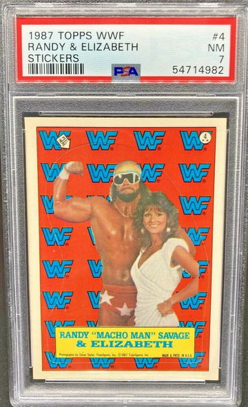 1987 Topps WWF Stickers Randy & Elizabeth #4 *PSA 7 NM* Wrestling Legend HOF NWO