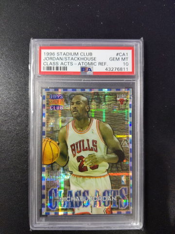 1996 Stadium Club Class Acts CA1 Michael Jordan/Jerry Stackhouse Atomic Refractor PSA 10