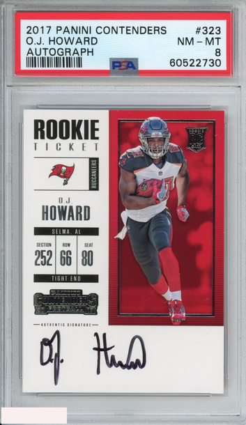 2017 PANINI CONTENDERS OJ HOWARD #323 AUTOGRAPH ROOKIE RC BUCCANEERS PSA 8 NM-MT