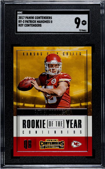 2017 Panini Contenders RY-3 Patrick Mahomes II ROY Contenders SGC 9 Rookie Card!