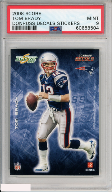 2008 SCORE TOM BRADY DONRUSS DECALS STICKERS NEW ENGLAND PATRIOTS PSA 9 MINT