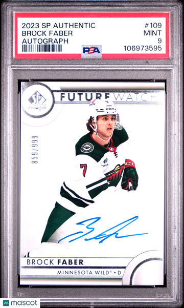 2023 SP Authentic Brock Faber #109 Autograph /999 PSA 9