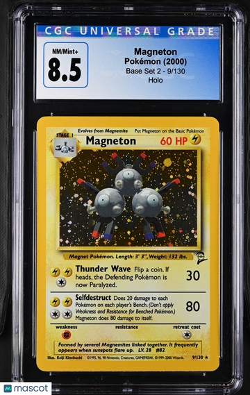 2000 Pokémon Base Set 2 Magneton Holo CGC 8.5 #9/130