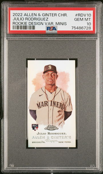 2022 Topps Allen and Ginter Chrome Mini Rookie Design Variation Julio Rodriguez #RDV10 PSA 10