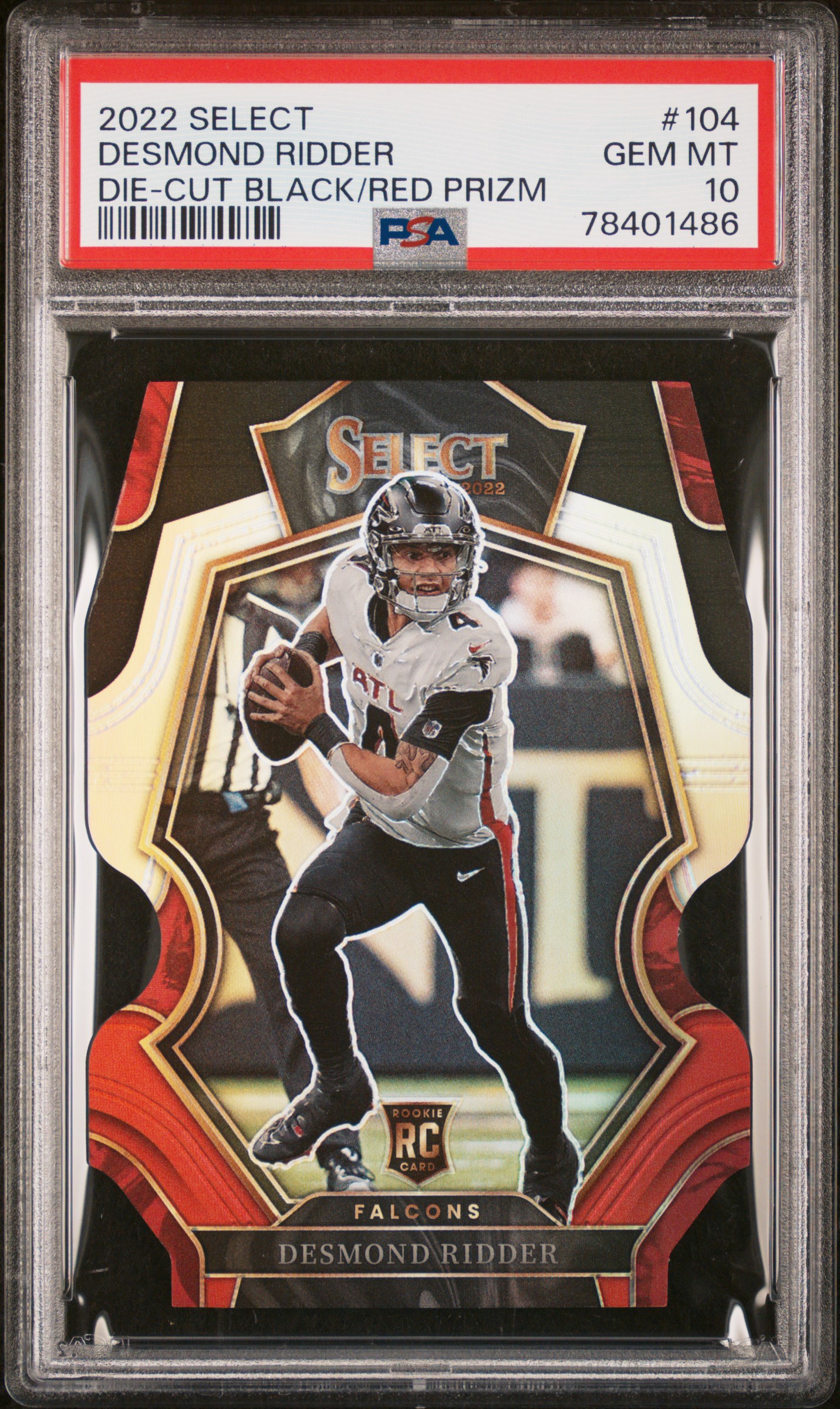 Desmond Ridder 2022 Panini Select #104 CUT BLACK/RED PRIZM PSA 10