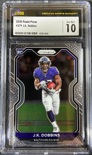 2020 Panini Prizm ROOKIE JK Dobbins CSG 10 GEM MINT Low POP