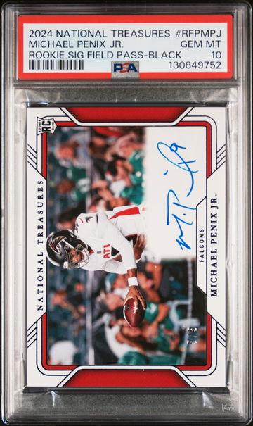 2024 Panini National Treasures Rookie Signatures Field Pass Black Michael Penix Jr. #RFPMPJ PSA 10
