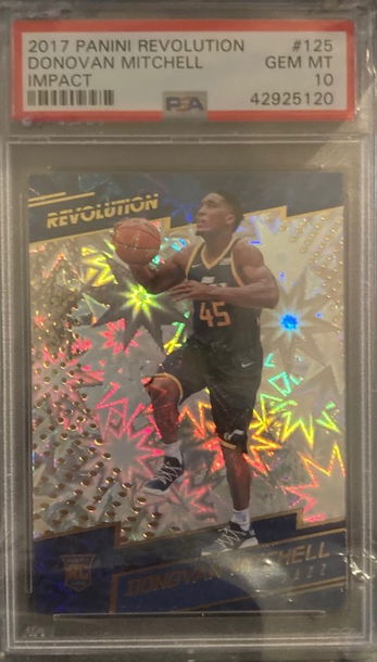 2017-18 Donovan Mitchell Rookie RC Impact Parallel Panini Revolution #125 PSA 10