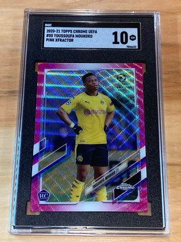 Youssoufa Moukoko 2020 Topps Chrome Pink XFractor SGC 10 ROOKIE Dortmund