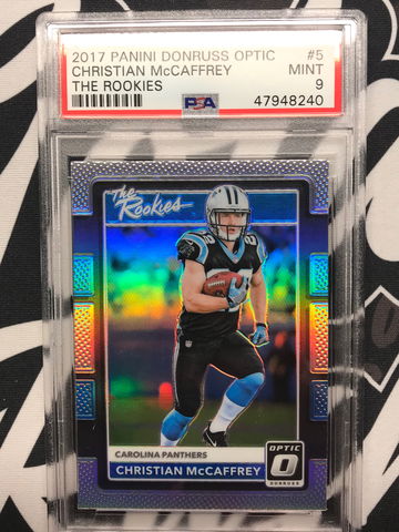 2017 Donruss Optic Christian McCaffrey The Rookies Prizm PSA 9
