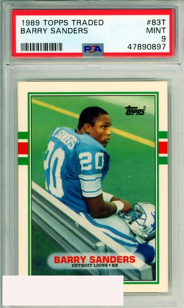 1989 TOPPS TRADED BARRY SANDERS #83T ROOKIE HOF DETROIT LIONS PSA MINT 9