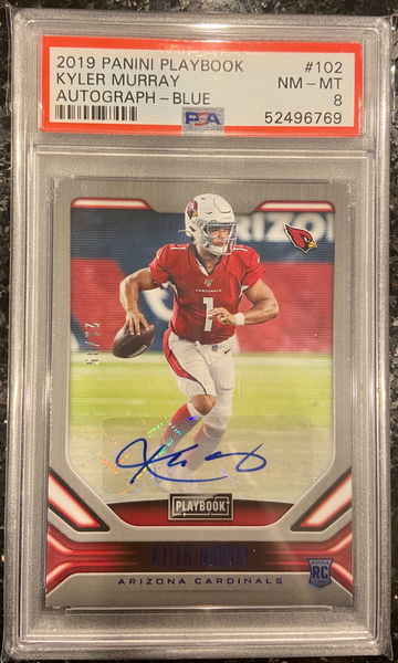 2019 Panini Playbook KYLER MURRAY AUTO Rookie RC #102 Blue 21/35 PSA 8