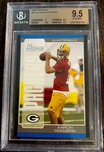 BGS 9.5 Gem Mint 2005 Bowman AARON RODGERS ROOKIE Card RC #112 ~ Green Bay Packers
