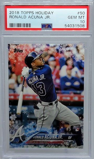 2018 TOPPS HOLIDAY #50 RONALD ACUNA JR.  PSA 10