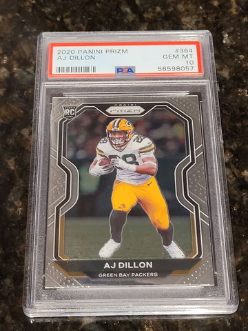 AJ DILLON RC #364 PSA 10 GEM MINT 2020 PANINI PRIZM PACKERS
