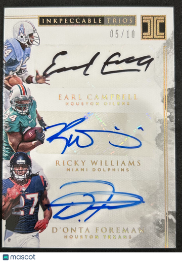 2017 Panini Impeccable Earl Campbell D'Onta Foreman Ricky Williams #IT-ERD /10 Autograph