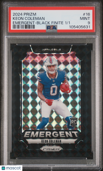 2024 Panini Prizm Emergent Keon Coleman #16 Black Finite /1 PSA 9