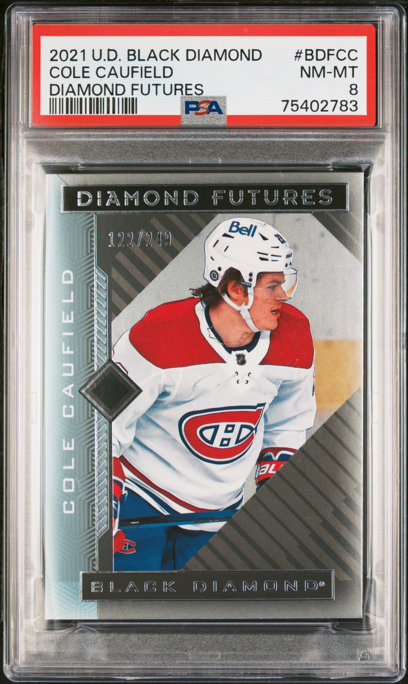 2021 Upper Deck Black Diamond Diamond Futures Cole Caufield PSA 8