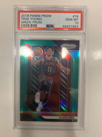 2018 Trae Young Panini Prizm Green Prizm PSA 10