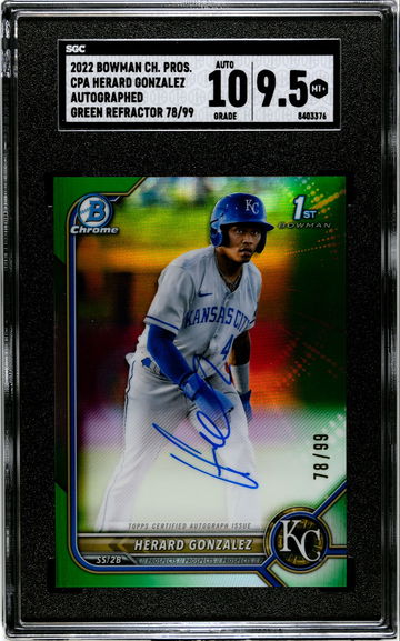 SGC 9.5 2022 Bowman Chrome Herard Gonzalez Green Refractor Auto #'d 78/99