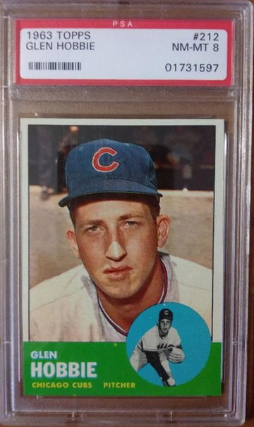 1963 Topps #212 Glen Hobbie PSA 8