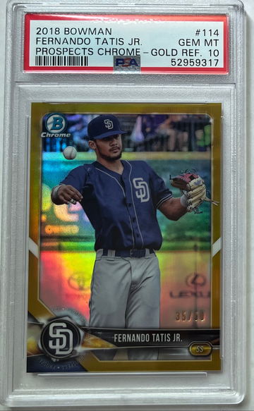 2018 Bowman Chrome FERNANDO TATIS JR. TRUE GOLD REFRACTOR 35/50 PSA 10 Gem Mint Rookie Card