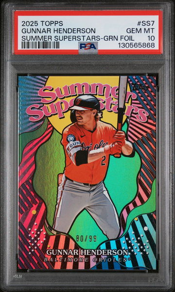 2025 Topps Summer Superstars Green Foil Gunnar Henderson #SS7 /99 PSA 10