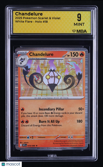 2025 Pokemon Scarlet & Violet White Flare Chandelure Holo MBA 9 #18