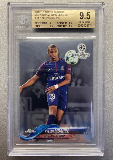 KYLIAN MBAPPE 2017 TOPPS CHROME ROOKIE CARD BGS 9.5 GEM MINT