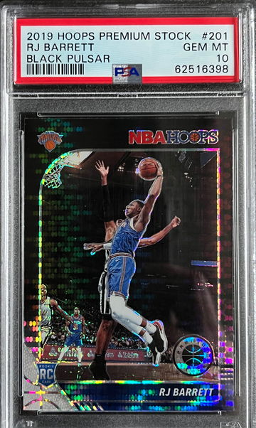 2019 Hoops Premium Stock Black Pulsar #201 RJ Barrett Rookie RC PSA 10 GEM MINT