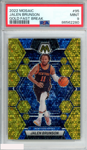 2022 PANINI MOSAIC JALEN BRUNSON #95 GOLD FAST BREAK 2 OF 10 KNICKS PSA 9 MINT