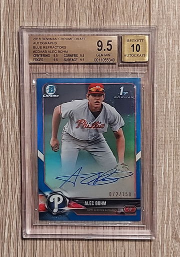 2018 Bowman Alec Bohm Blue Refractor Auto BGS 9.5