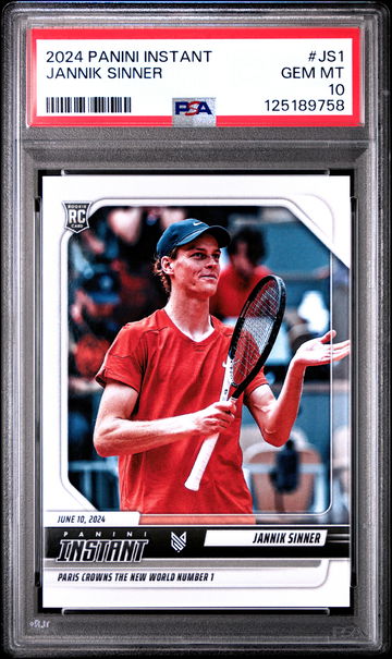 2024 PANINI INSTANT TENNIS JANNIK SINNER #JS1 RC ROOKIE PSA 10