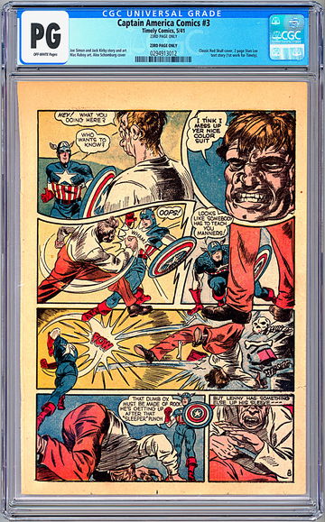 CAPTAIN AMERICA #3 CGC PG *FIRST STAN LEE STORY* SIMON & KIRBY 23rd PG ONLY 1941