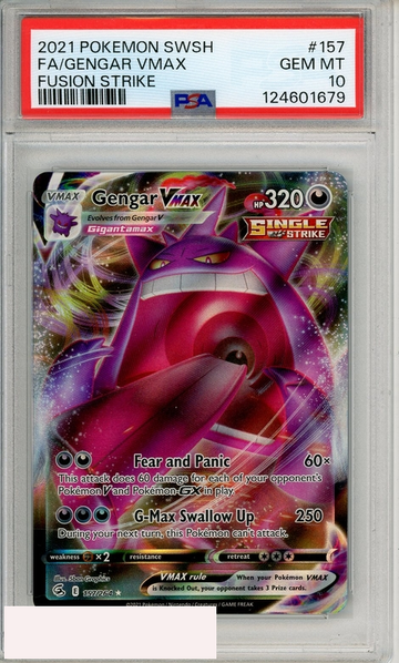 2021 POKEMON SWORD SHIELD FUSION STRIKE FA GENGAR VMAX #157 PSA 10 GEM MT