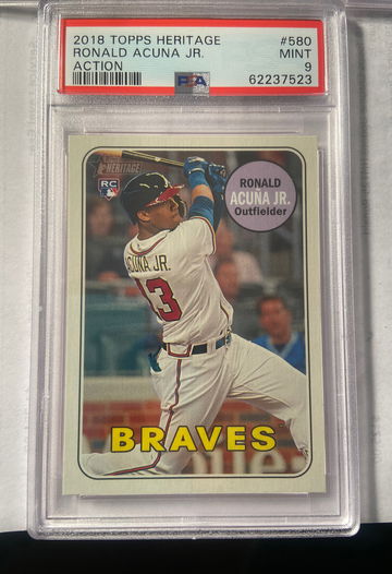 Ronald Acuna 2018 heritage Action Psa 9 Mint